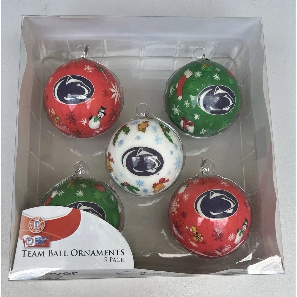 Penn State Nittany Lions Christmas Ornaments 5 Pack NCAA Forever Collectibles